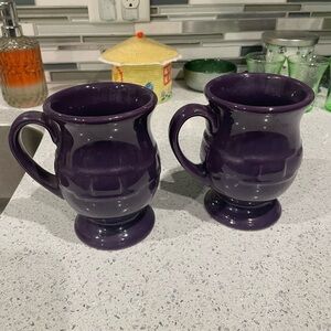 Set of 2 Longaberger Eggplant Purple Woven  Traditions Pedestal Latte Mugs